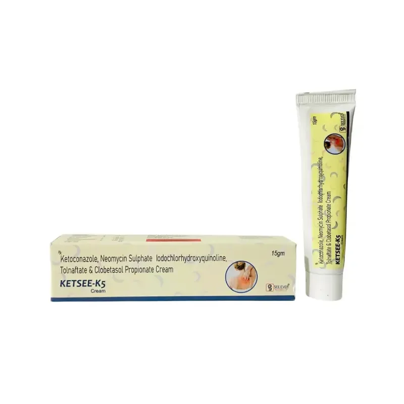 KETSEE - K5 - Ketoconazole (2% w/w) + Clioquinol (Iodochlorhydroxyquin) (1% w/w) + Tolnaftate (1% w/w) + Neomycin (0.5% w/w) + Clobetasol (0.05% w/w)