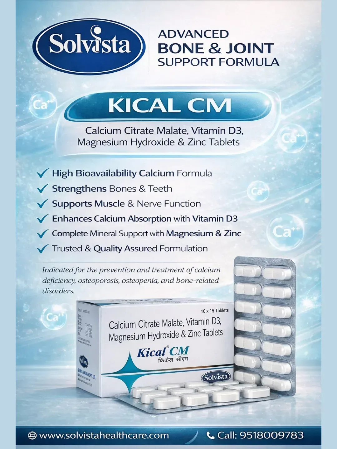 KICAL-CM - Calcium Citrate Malate, Vitamin D3, Magnesium Hydroxide & Zinc Tablets