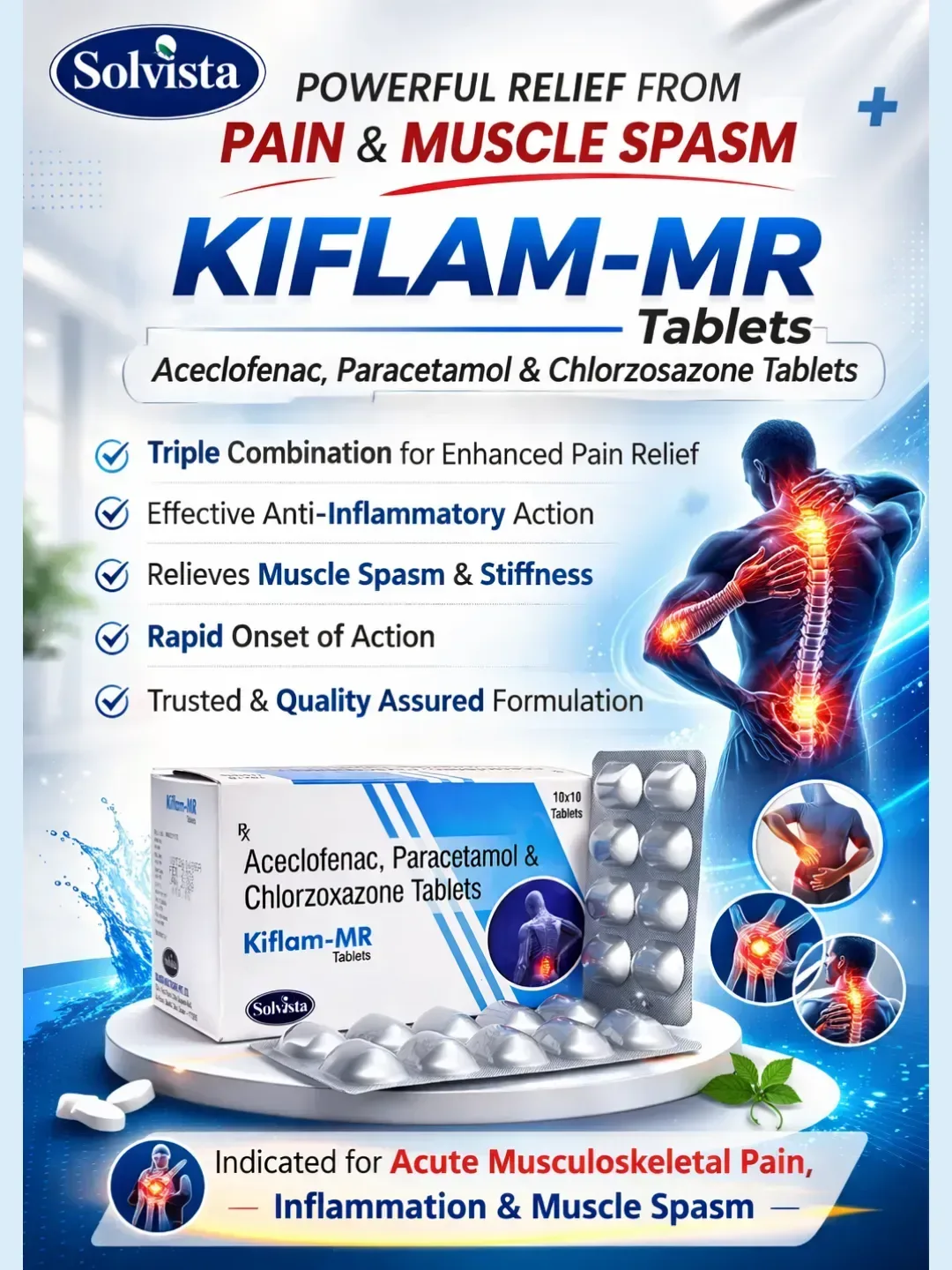 KIFLAM-MR - Aceclofenac, Paracetamol & Chlorzoxazone Tablets