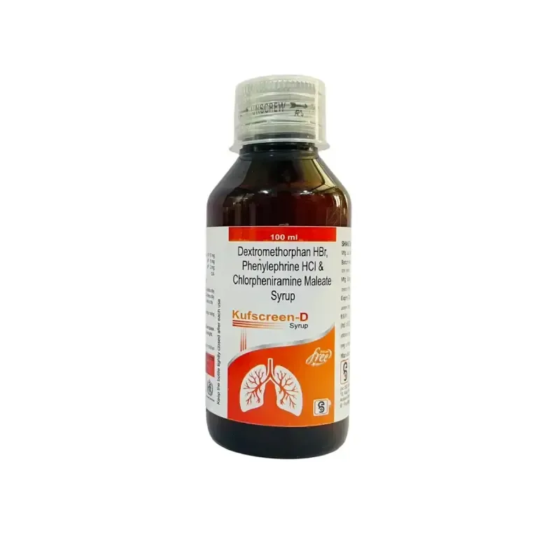 KUFSCREEN-D (100 ML) - Dextromethorpan Hydrobromide 10Mg + Phenylephrine 5Mg + Chlorpheniramine Maleate - 2Mg