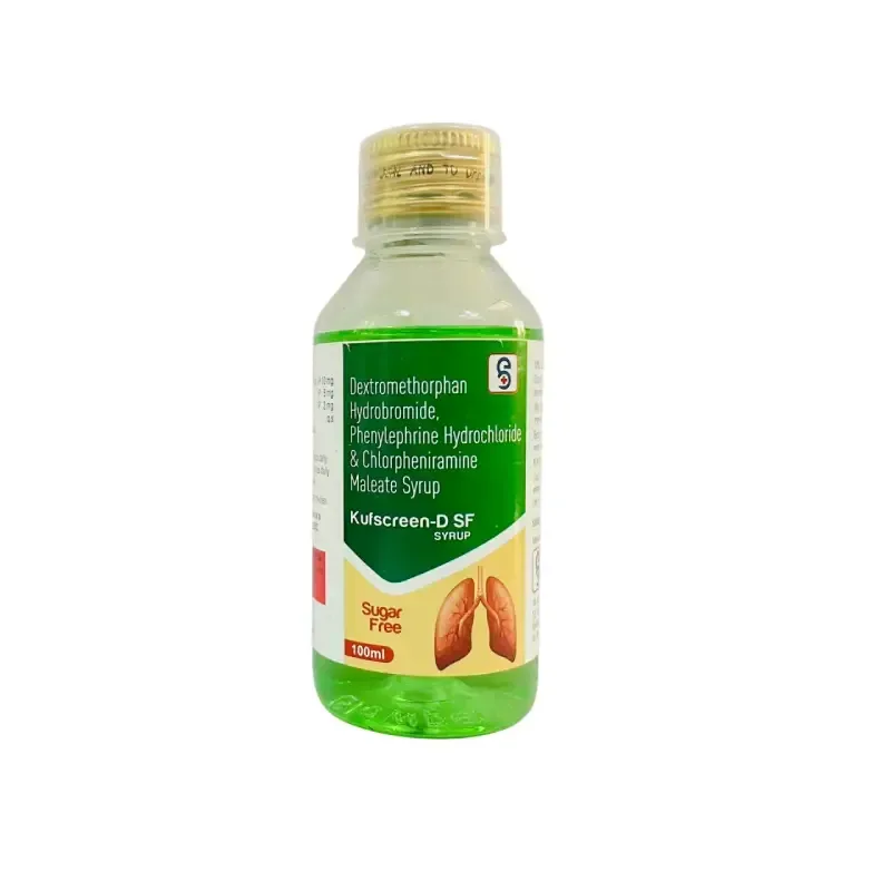 KUFSCREEN-D SF (100 ml) - Dextromethorpan Hydrobromide 10Mg + Phenylephrine 5Mg + Chlorpheniramine Maleate (Sugar Free ) WITH GLYCERIN BASE