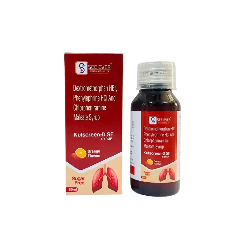 KUFSCREEN-D SF (60 ml) - Dextromethorpan Hydrobromide 10Mg + Phenylephrine 5Mg + Chlorpheniramine Maleate - 2Mg