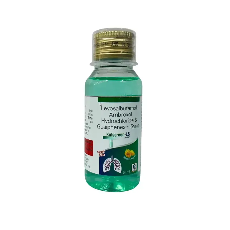 KUFSCREEN - LS (60 ML) - Ambroxol 30 Mg + Levosulbutamol 1Mg + Guaiphenesin 50Mg (MANGO FLAVOUR) SYRUP