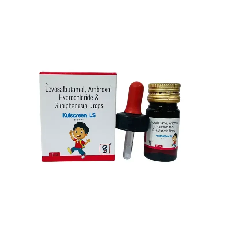 KUFSCREEN - LS DROPS - EACH ML CONTAINS Ambroxol 7.5 Mg + Levosulbutamol 0.25 Mg + Guaiphenesin 12.5 Mg (MIX FRUIT FLAVOUR) DROPS