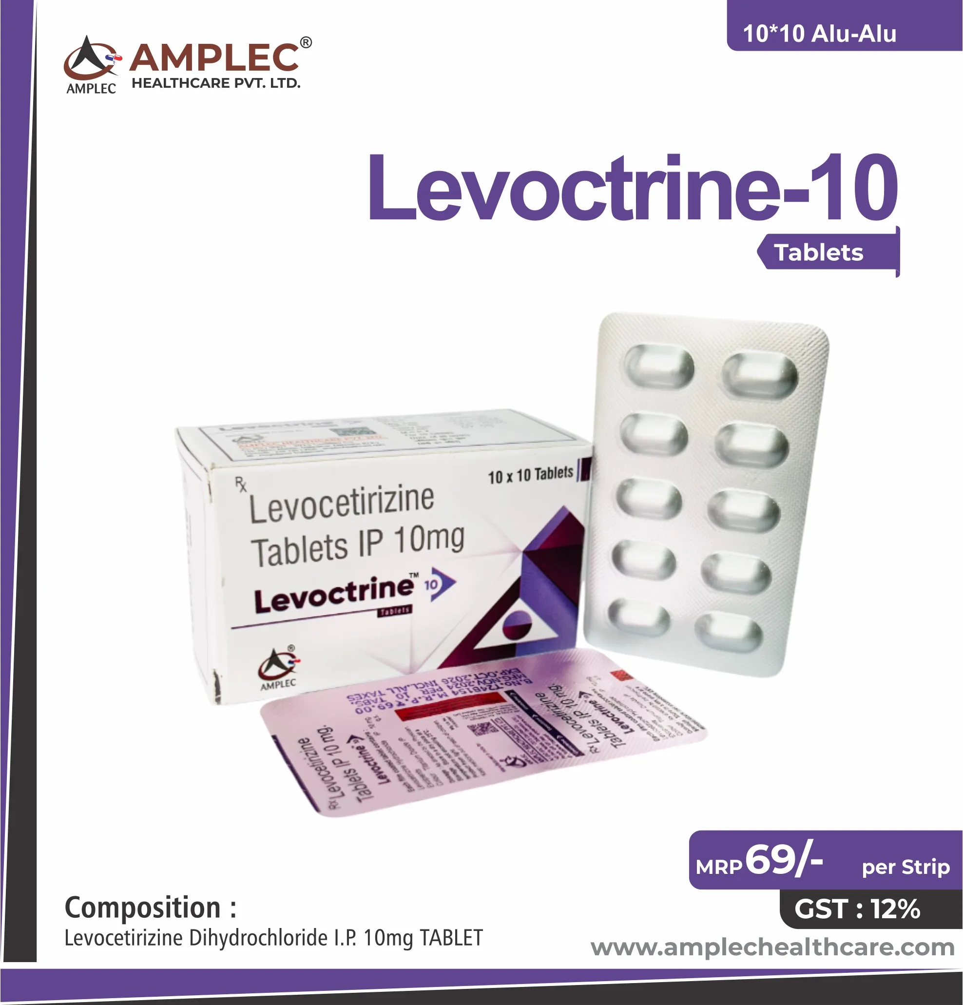 LEVOCTRINE 10 - Levocetirizine Dihydrochloride I.P. 10mg Tablet