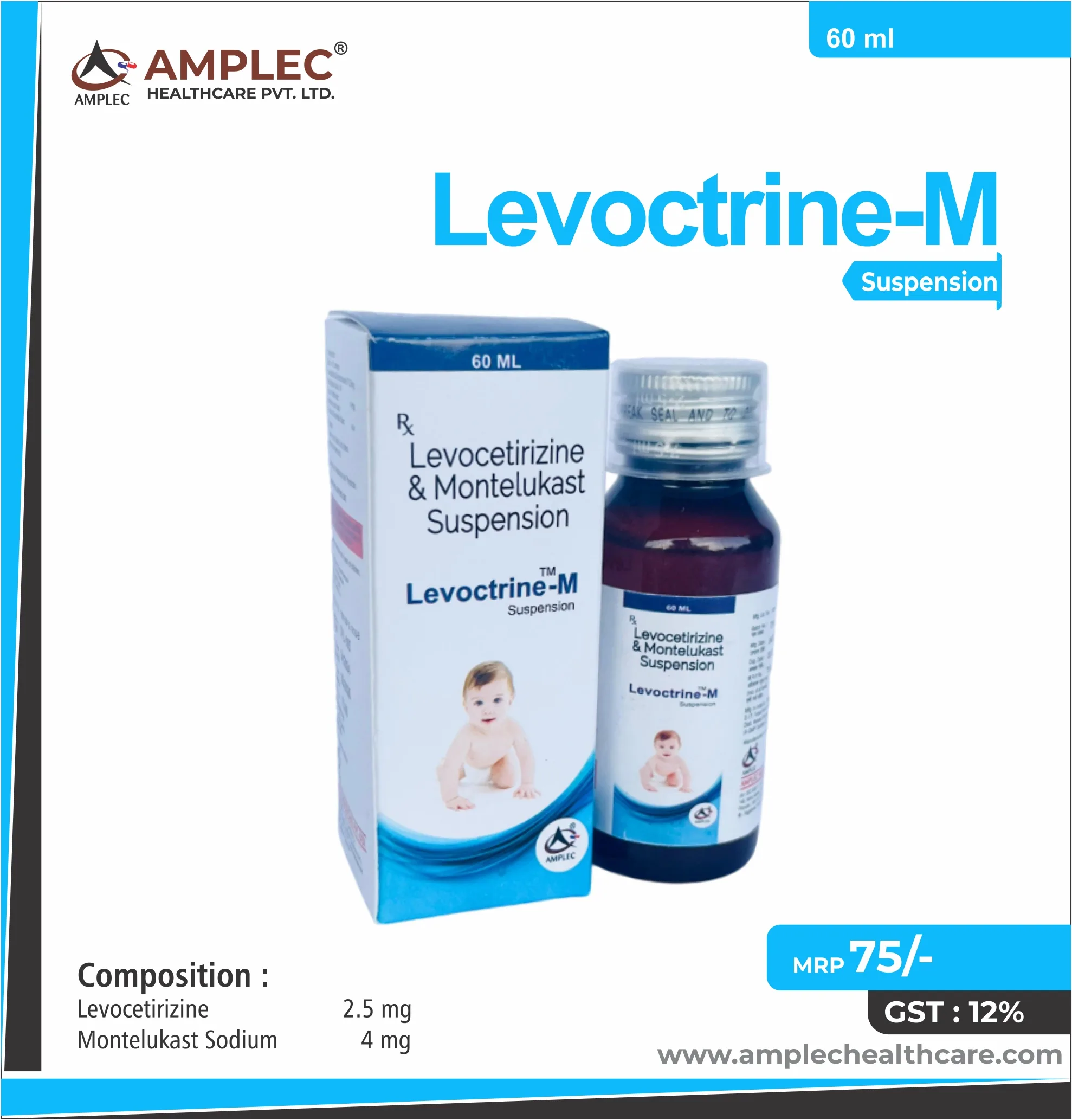 LEVOCTRINE-M - Levocetirizine 2.5 mg + Montelukast Sodium 4 mg Suspension