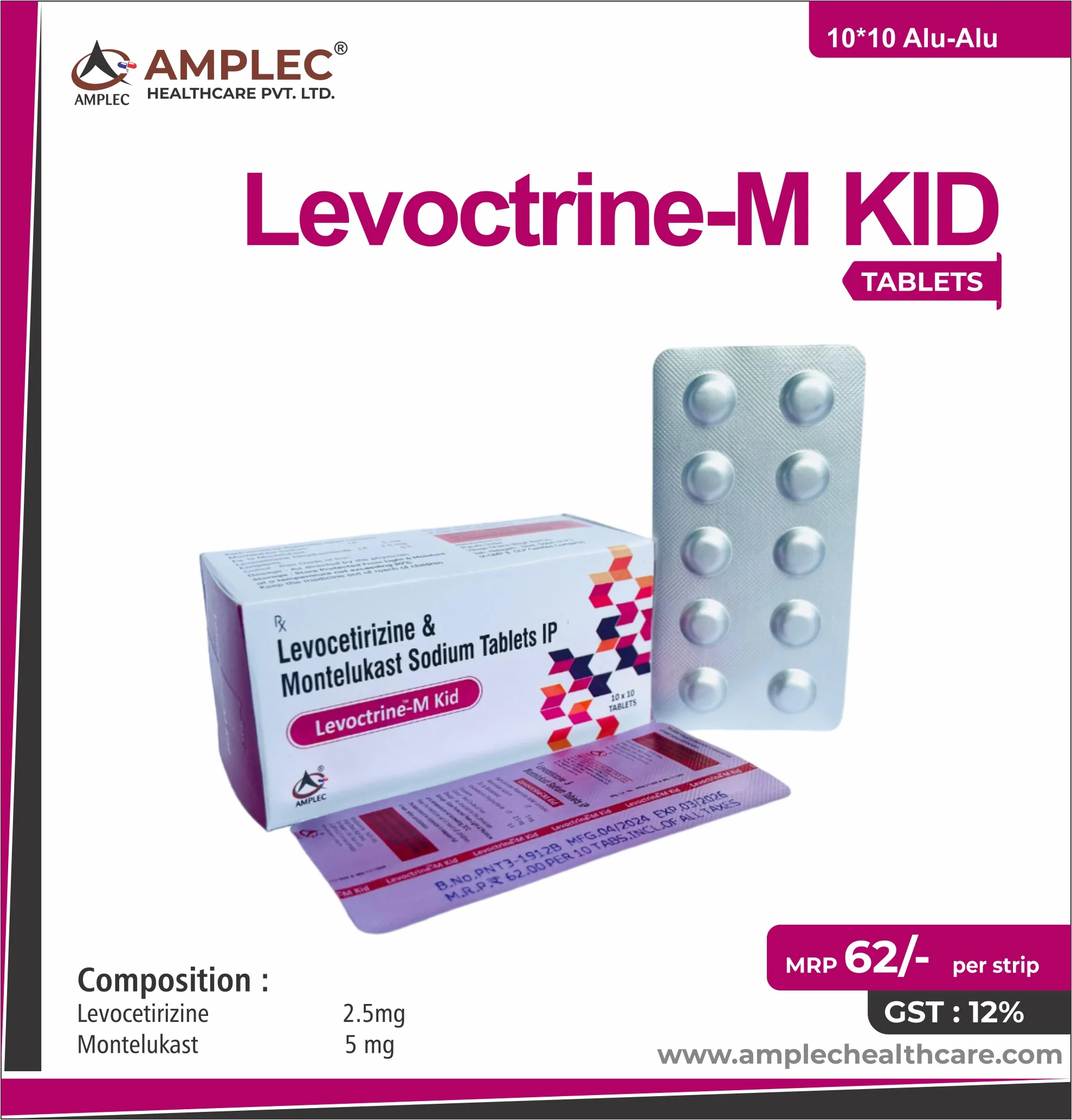 LEVOCTRINE-M KID - Levocetirizine 2.5mg + Montelukast 5mg Tablet