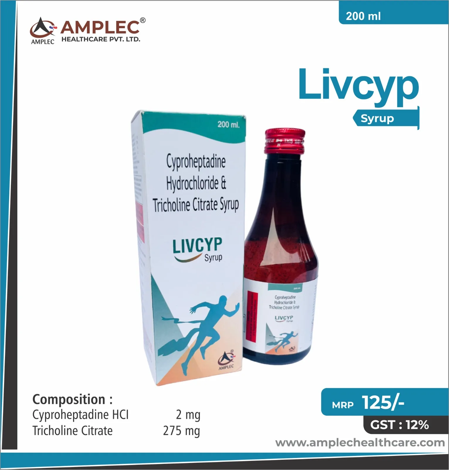 LIVCYP - Cyproheptadine HCl 2 mg + Tricholine Citrate 275 mg Syrup