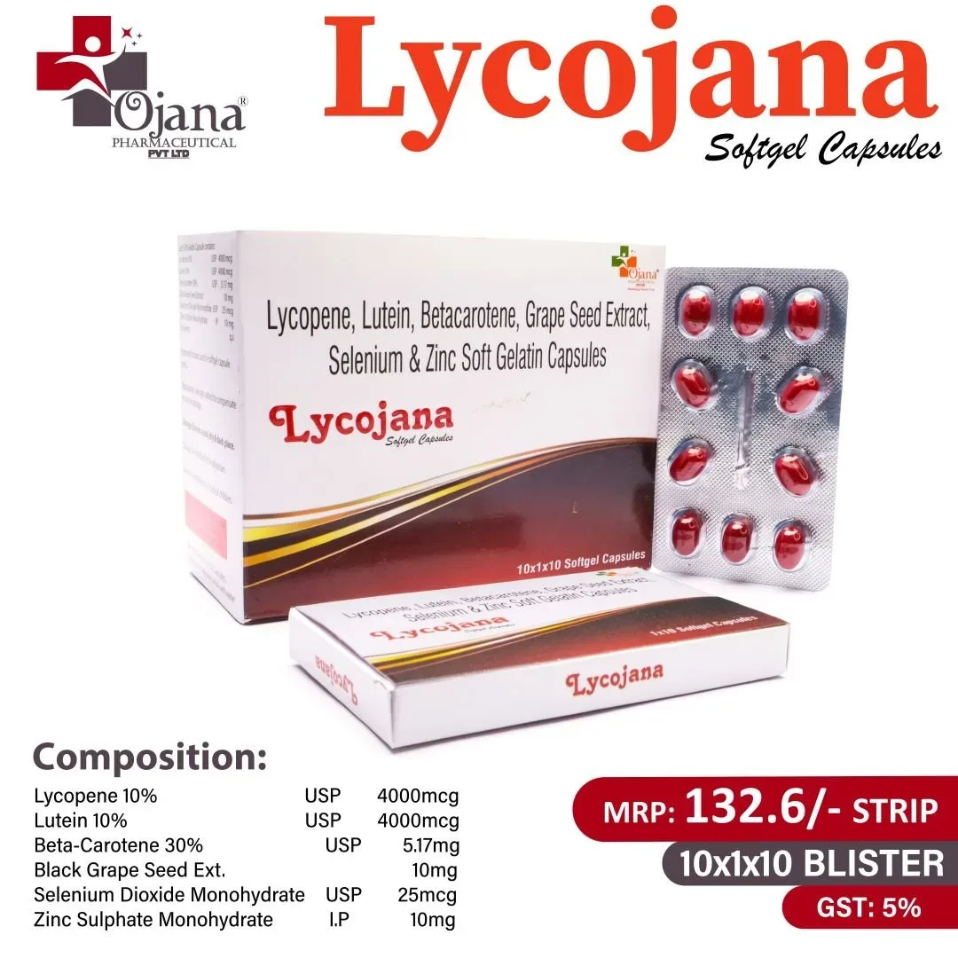 Lycojana Food - Lycopene 10000 MCG+ Grape Seed Extracts 25 MG+ Lutein 3MG +Zinc 23 MCG+ VITAMIN-A 600MCG + Multivitamins & Antioxidants with mono cartoon IN FOOD