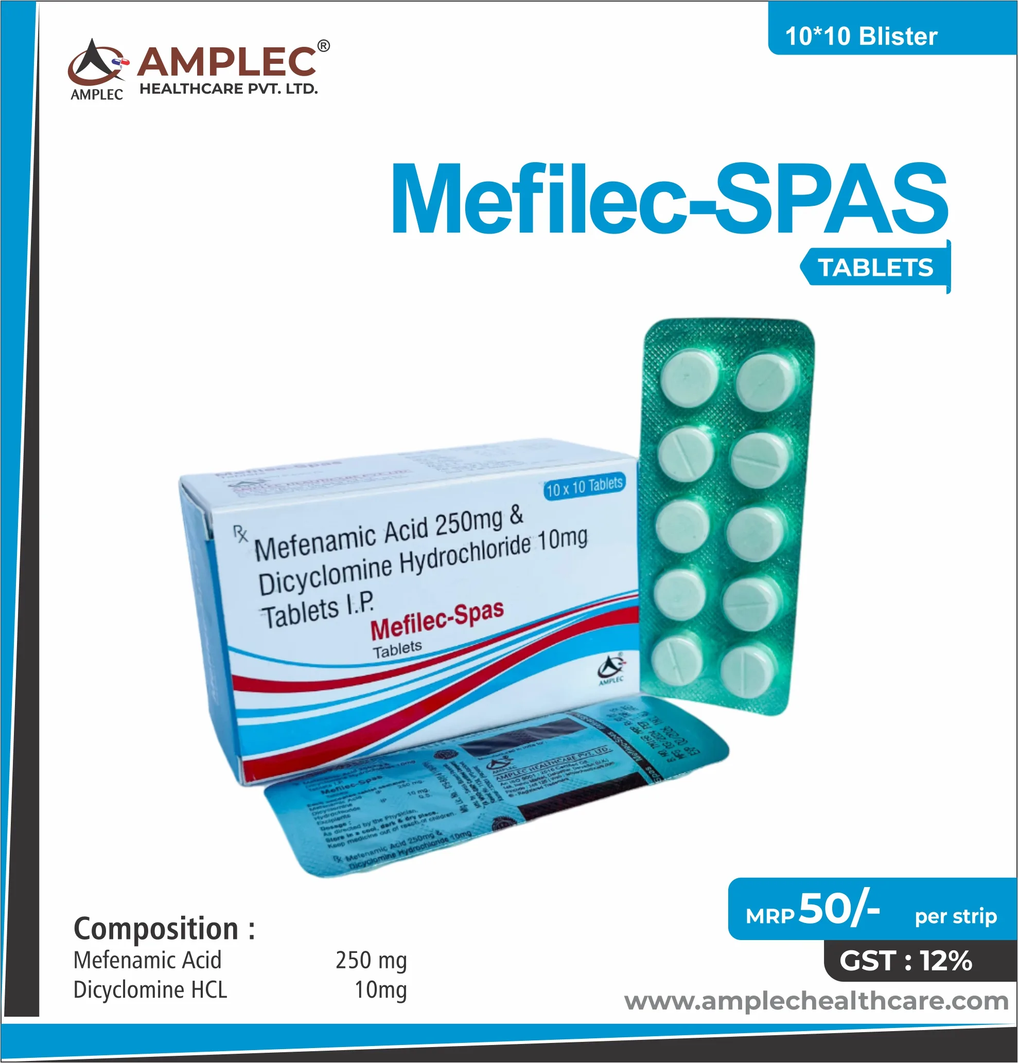 MEFILEC-SPAS - Mefenamic Acid 250 mg + Dicyclomine HCL 10mg Tablet