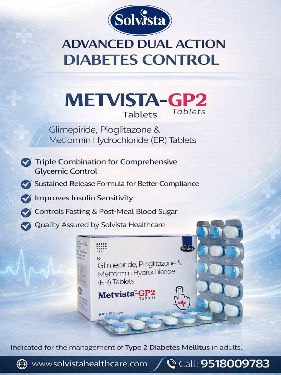 METVISTA-GP2 - Glimepiride, Pioglitazone & Metformin Hydrochloride (ER) Tablets