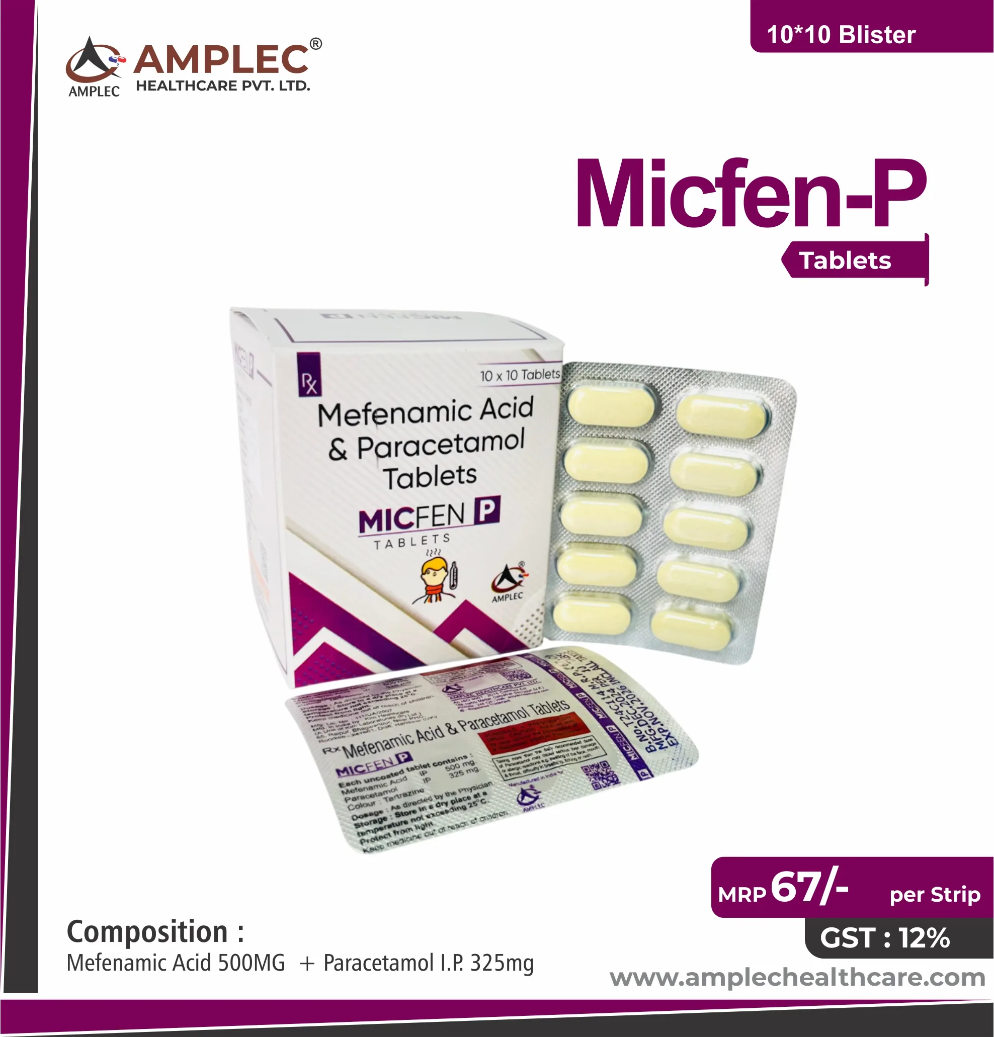 MICFEN P - Mefenamic Acid 500mg + Paracetamol I.P. 325mg Tablet