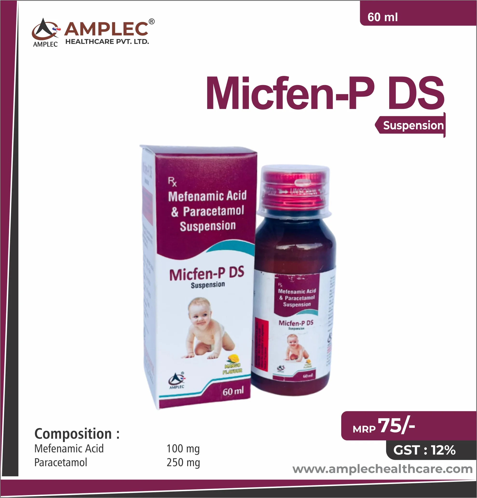 MICFEN-P DS - Mefenamic Acid I.P. 100 mg + Paracetamol I.P. 250mg Suspension