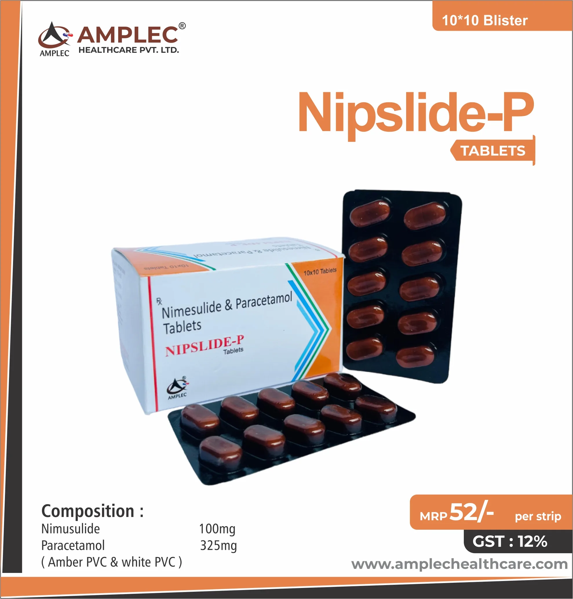NIPSLIDE-P - Nimesulide 100mg + Paracetamol 325mg Tablet