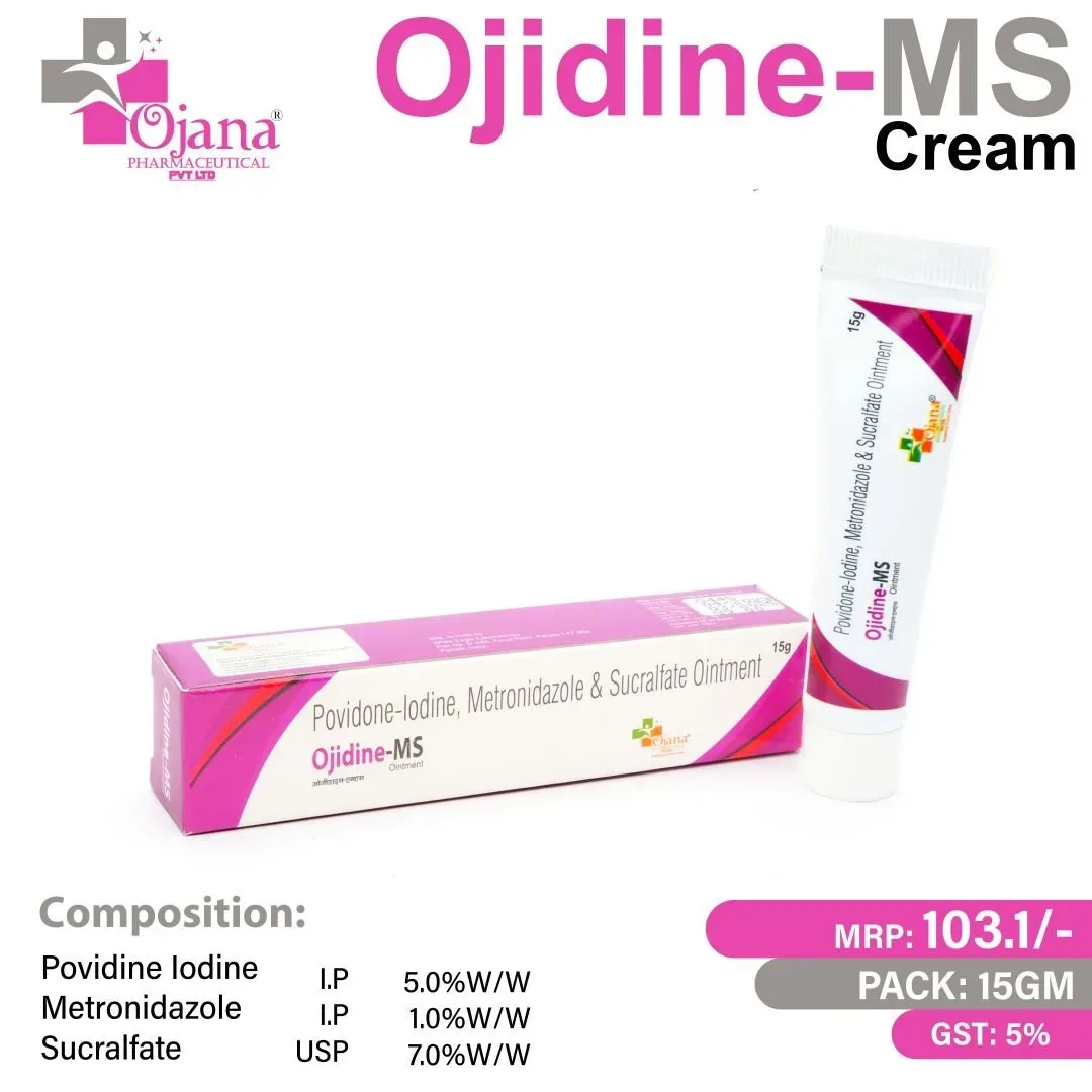Ojidine MS - Povidine Iodine 5% + Metronidazole 1% + Sucralfate 7% ointment