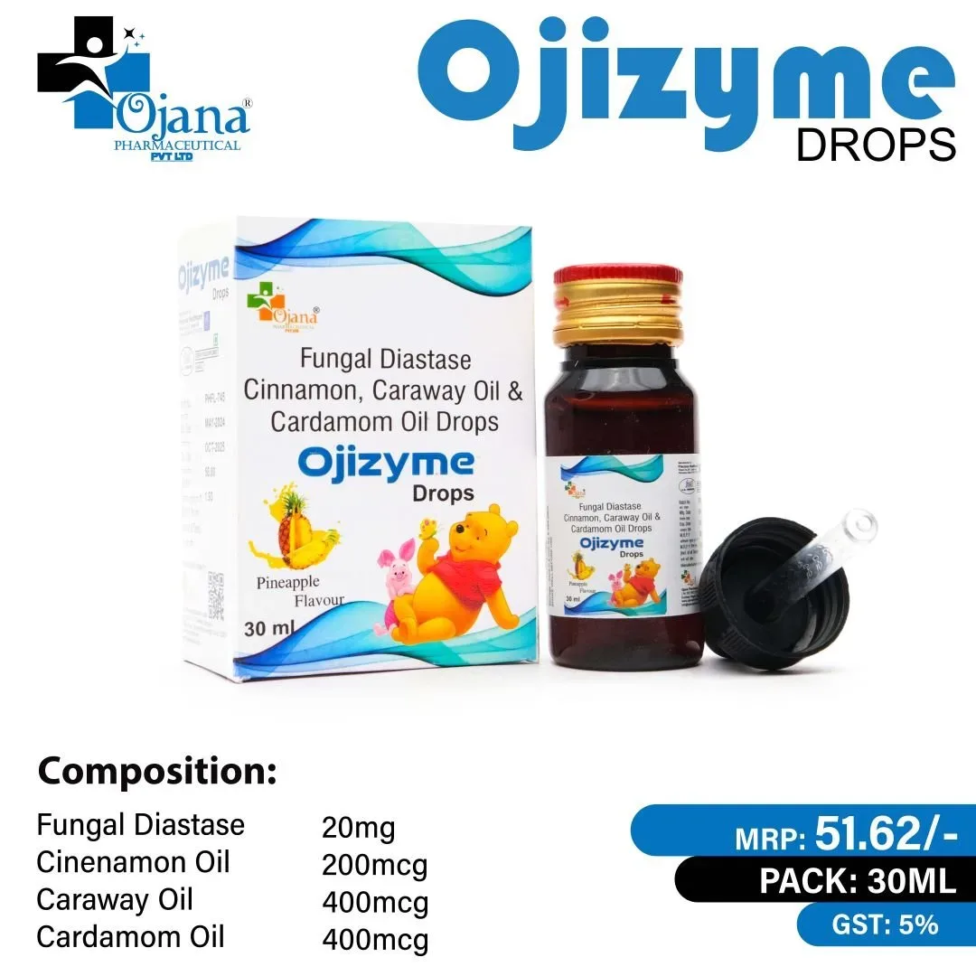 Ojizyme drop - Fungal Diastase 20mg + Cinenamon Oil 200mcg + Caraway Oil 400mcg + Cardamom Oil 400mcg Drop