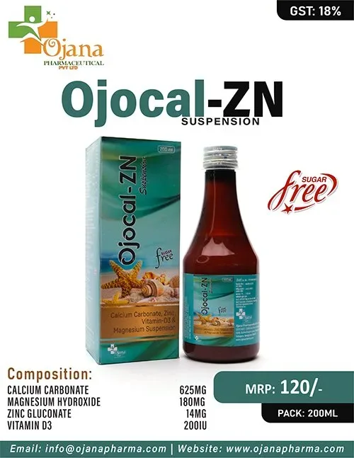 Ojocal-ZN - Calcium Carbonate 625 mg + Magnesium 180 mg + Zinc 14 mg + Vit. D3 200 IU