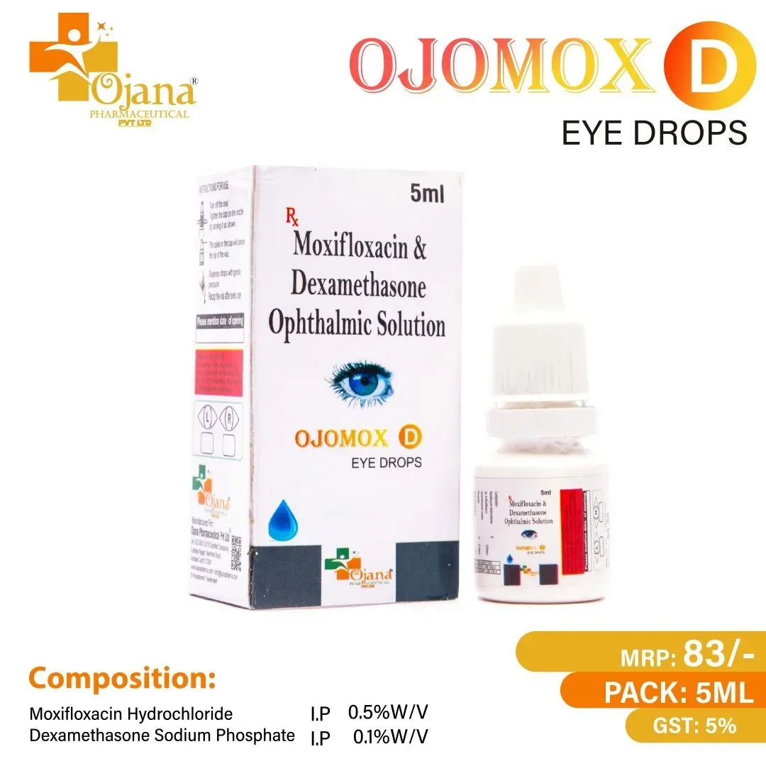OJOMOX D - Moxifloxacin B.P. 0.5% W/V & Dexamethasone Sodium 0.1% W/V, Benzalkonium Chloride 0.02% v/v Eye Drop