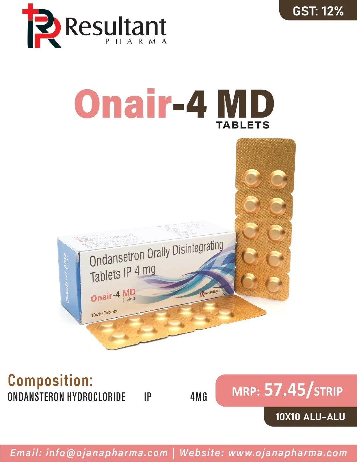 ONAIR -4MD - Ondansteron 4 mg Mouth Dissolving Tablets