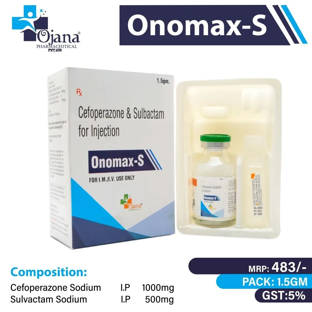 ONOMAX1.5G INJ - Cefoperazone I.P. 1000 mg + Sulbactam U.S.P. 500 mg