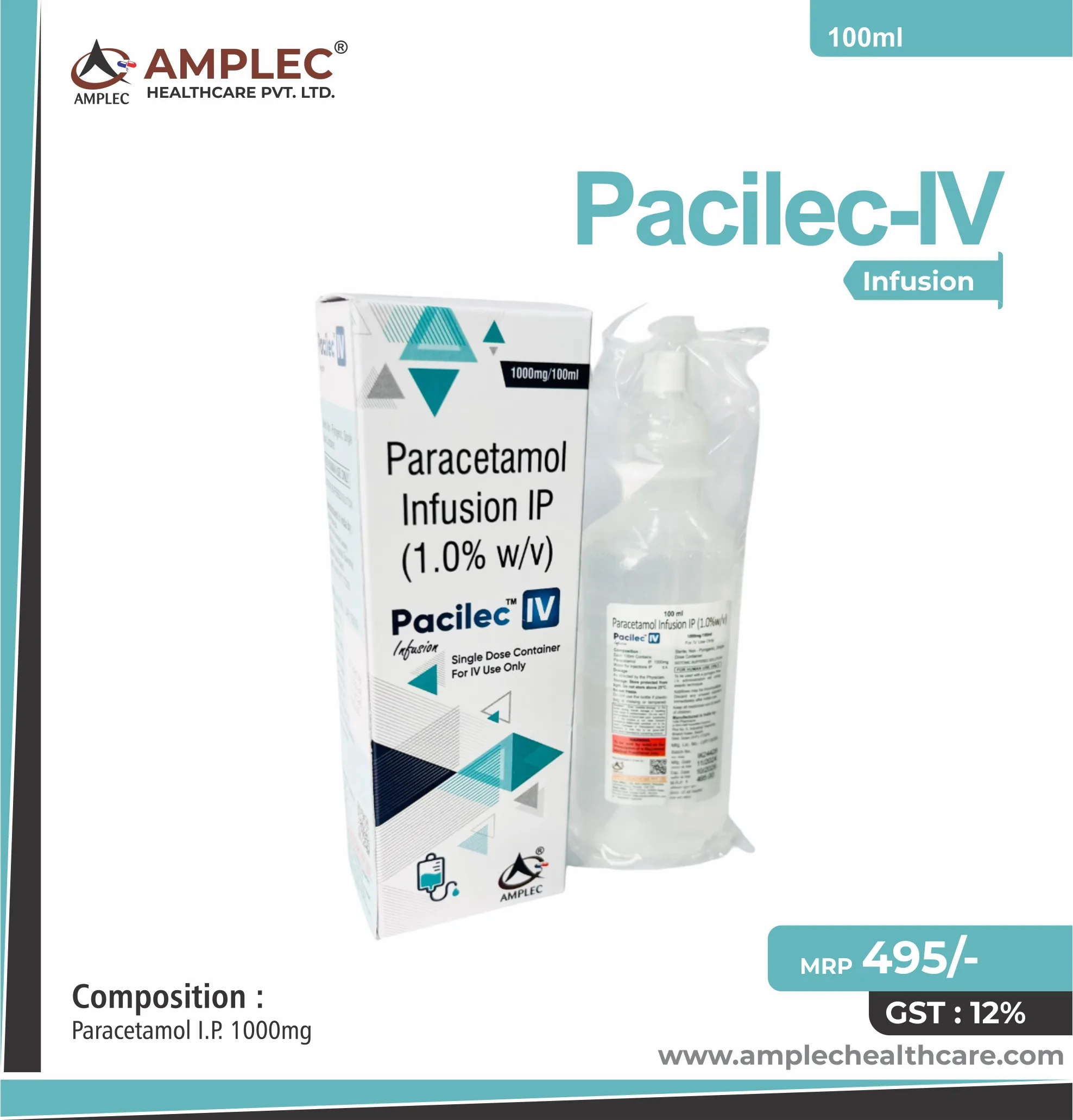PACILEC IV - Paracetamol I.P. 1000mg Infusion