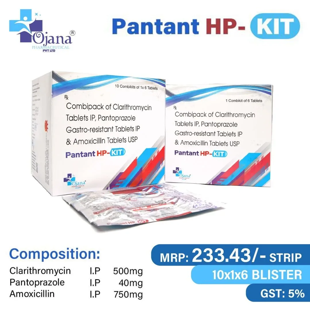 Pantant HP KIT - Amoxycillin (750mg) + Pantoprazole (40mg) + Clarithromycin (500mg)