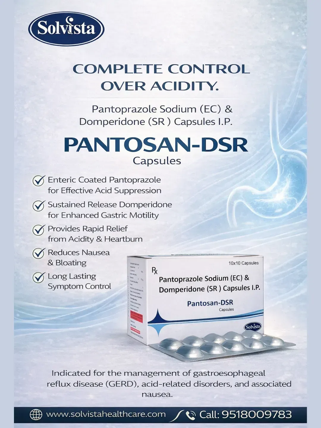 PANTOSAN-DSR - Pantoprazole Sodium (EC) & Domperidone (SR) Capsules I.P.