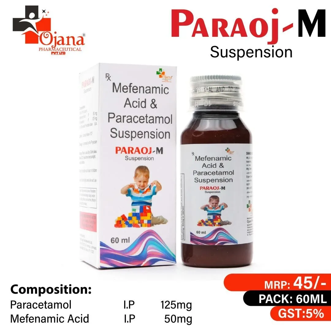 Paraoj -M - Mefenamic Acid 50 mg+ Paracetamol I.P. 125 mg (Susp.) with carton