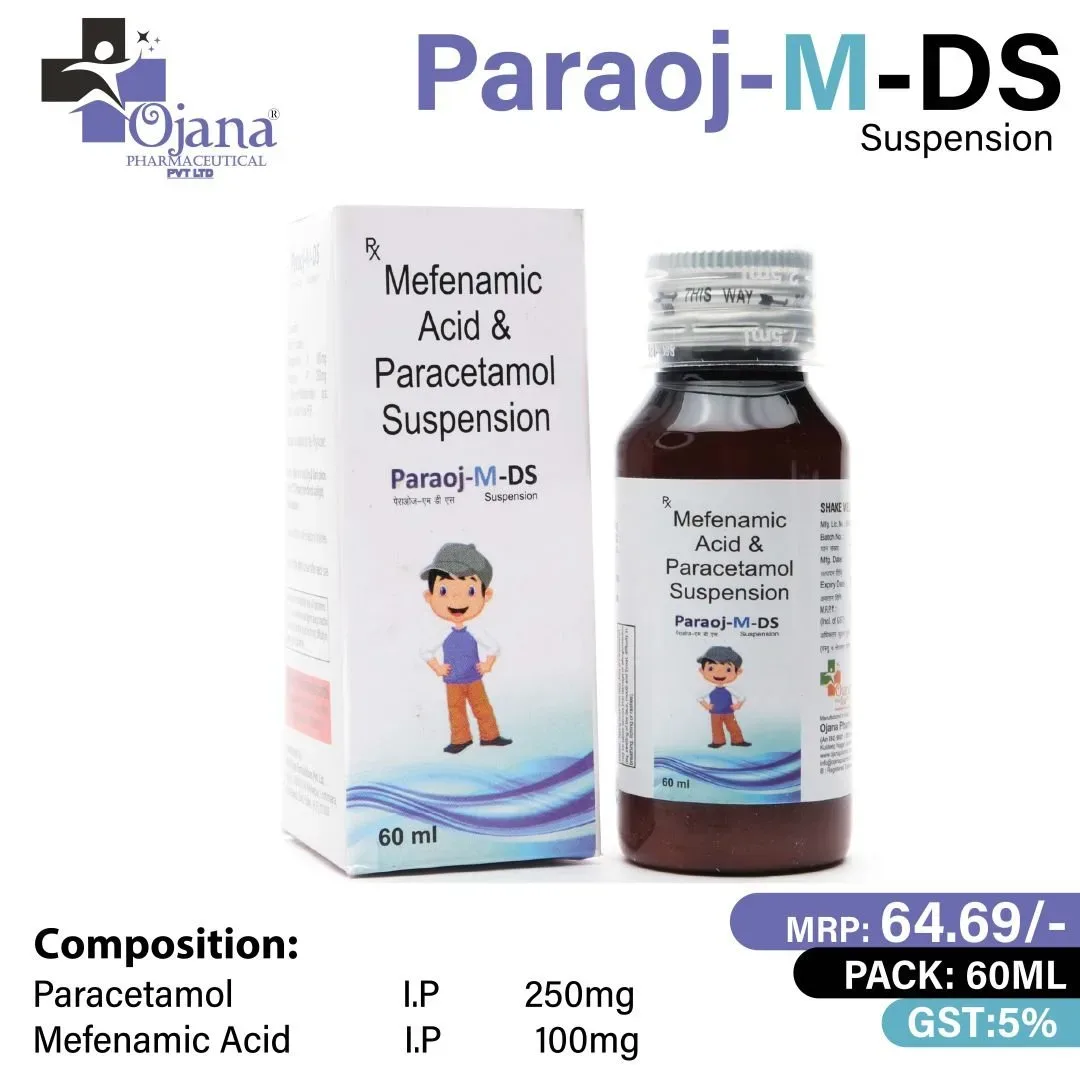 Paraoj -M-DS - Mefenamic Acid 100 mg+ Paracetamol I.P. 250 mg (Susp.) with cartoon