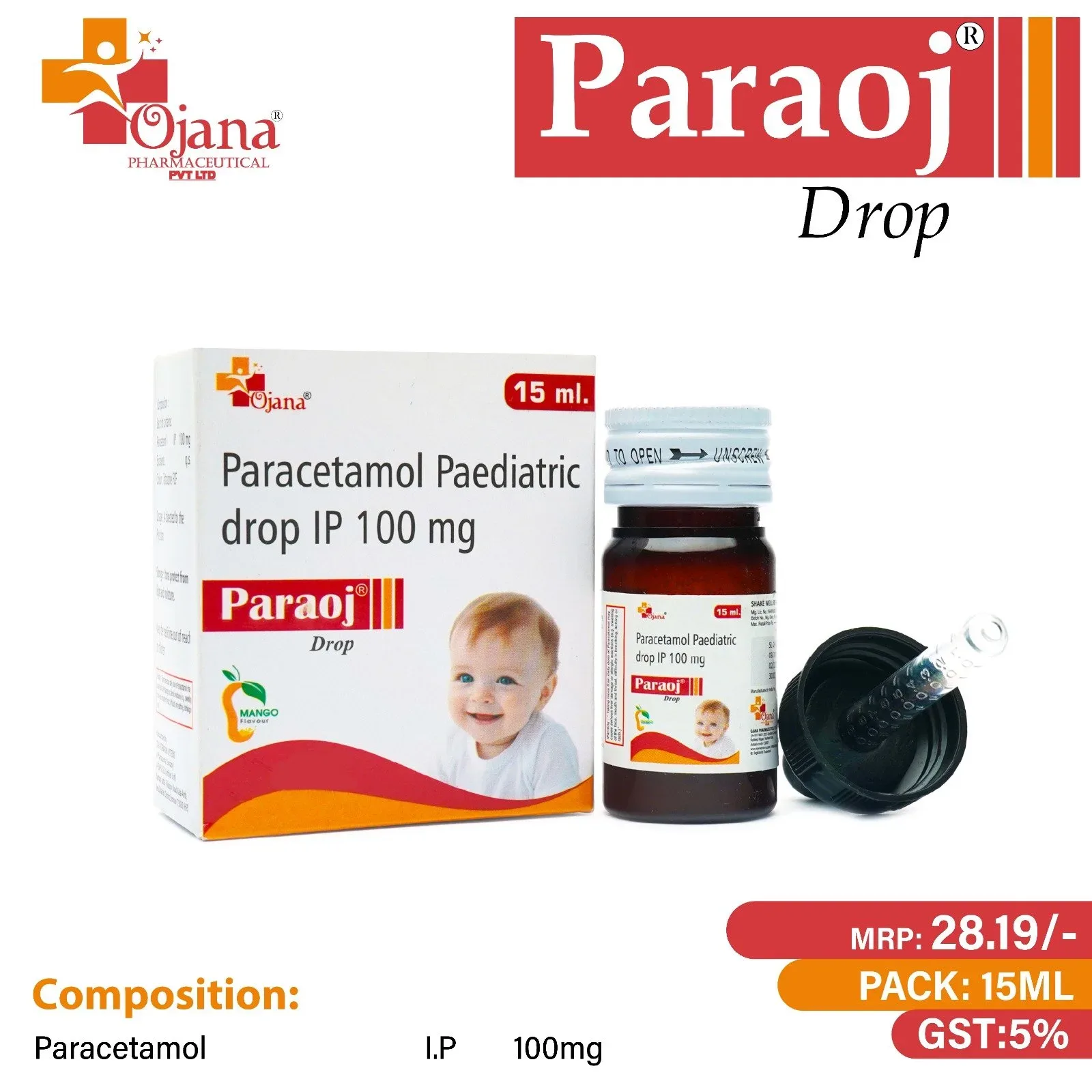 Paroj-drop - Paracetamol 100mg