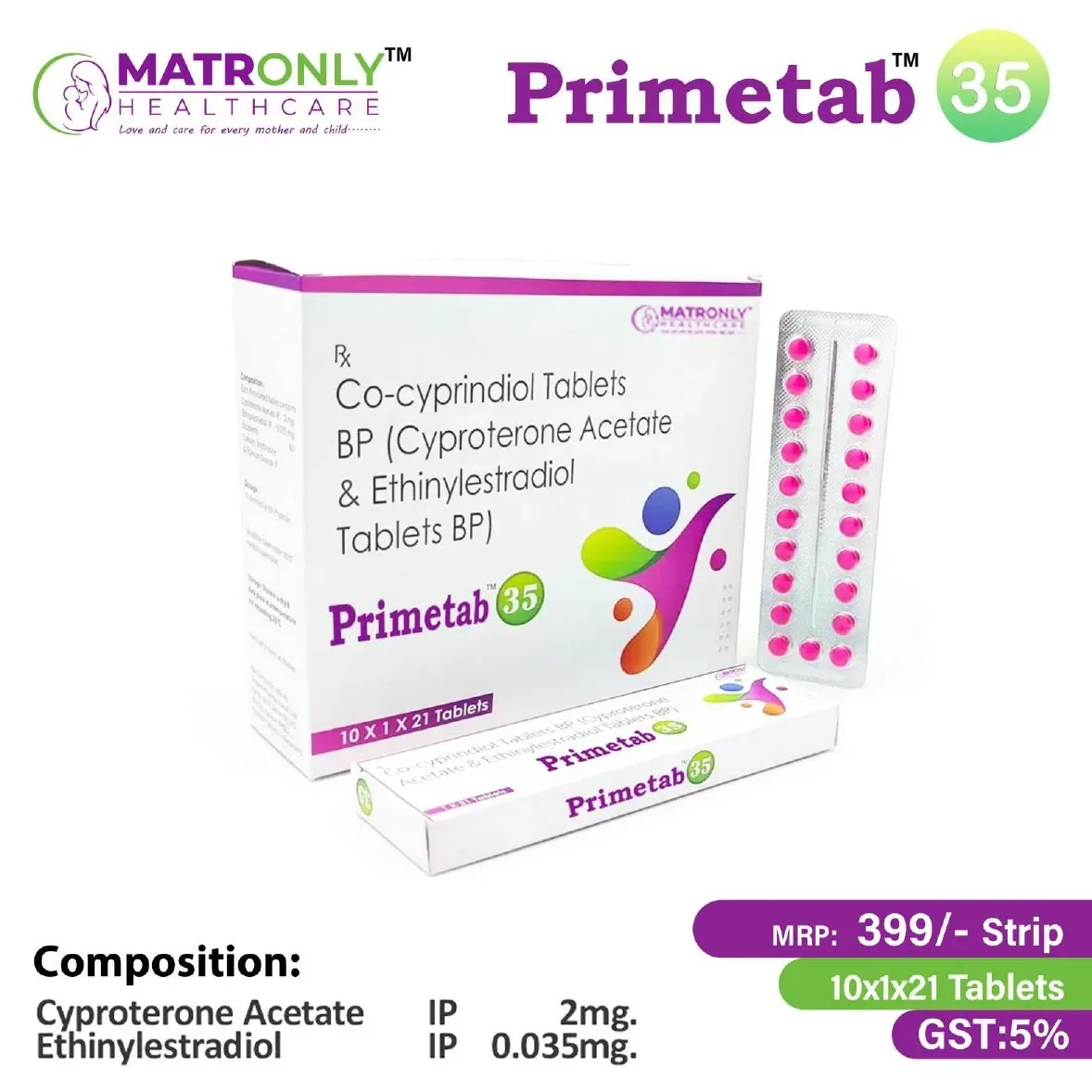 Primetab-35 - Co-Cyprindiol Tablets BP (Cyproterone Acetate & Ethinylestradioo Tablets BP)