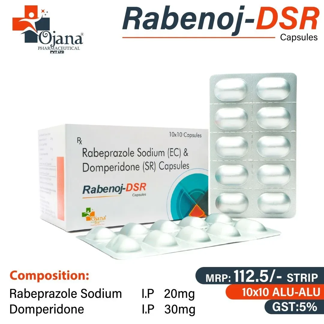 RABENOJ DSR 1200 - Rabeprazole Sodium I.P 20 mg(E.C)+Domperidone I.P 30 mg(S.R)