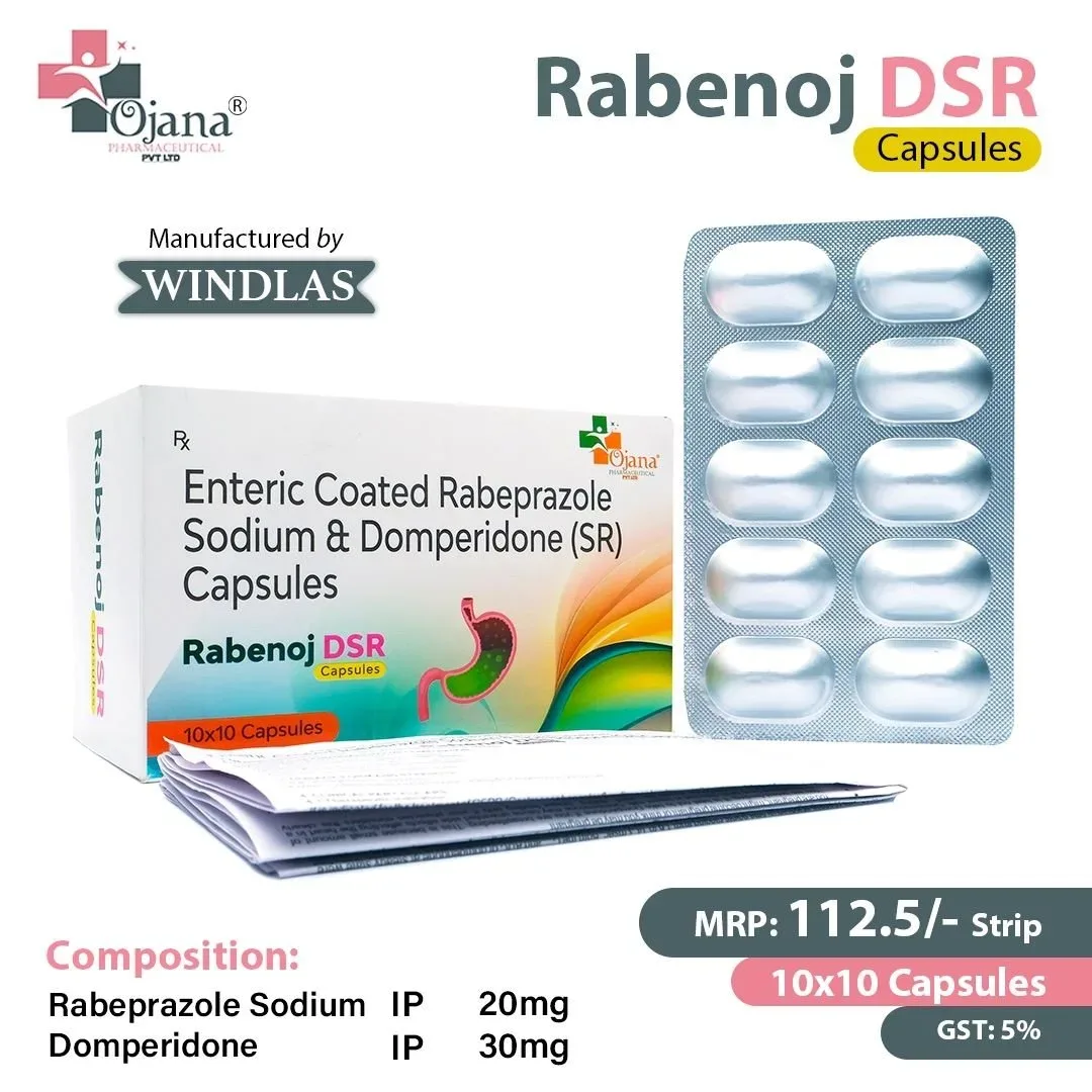 Rabenoj-DSR - Rabeprazole Sodium I.P 20 mg(E.C)+Domperidone I.P 30 mg(S.R)