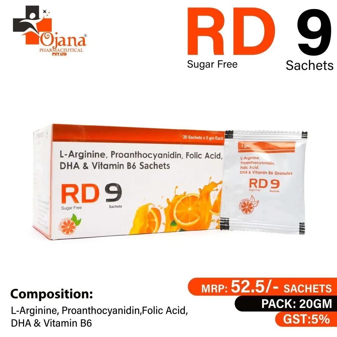 RD 9 sachet - L-Arginine I.P. 3Gm + Proanthocyanidin 75mg+DHA+vitamin B6 Granules