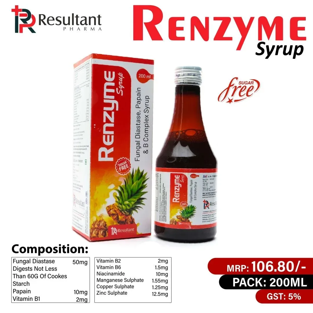 RENZYME - Digestive Enzyme + Fungal Diastase + Pepsin+B-Complex
