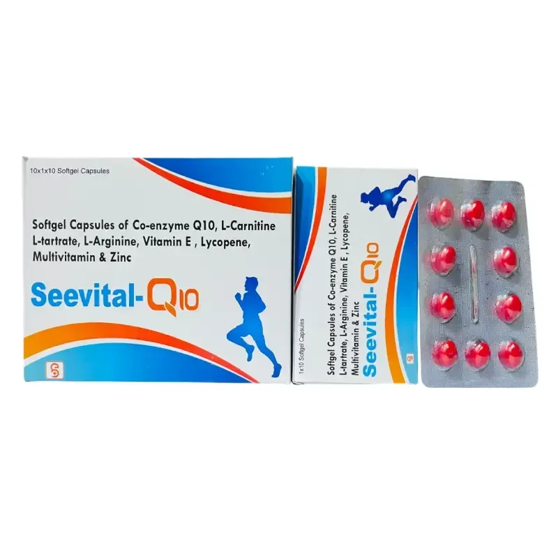 SEEVITAL-Q10 - Co-Enzyme Q10 - 100mg + L-Carnitine L TARTRATE 100 Mg + L-Arginine 100 Mg + Lycopene 2500 MCG + Vit B1 - 1.4 Mg + Vit B2- 1.6 Mg + Vit B12 - 1Mcg + Vit E - 10mg + Zinc 12mg