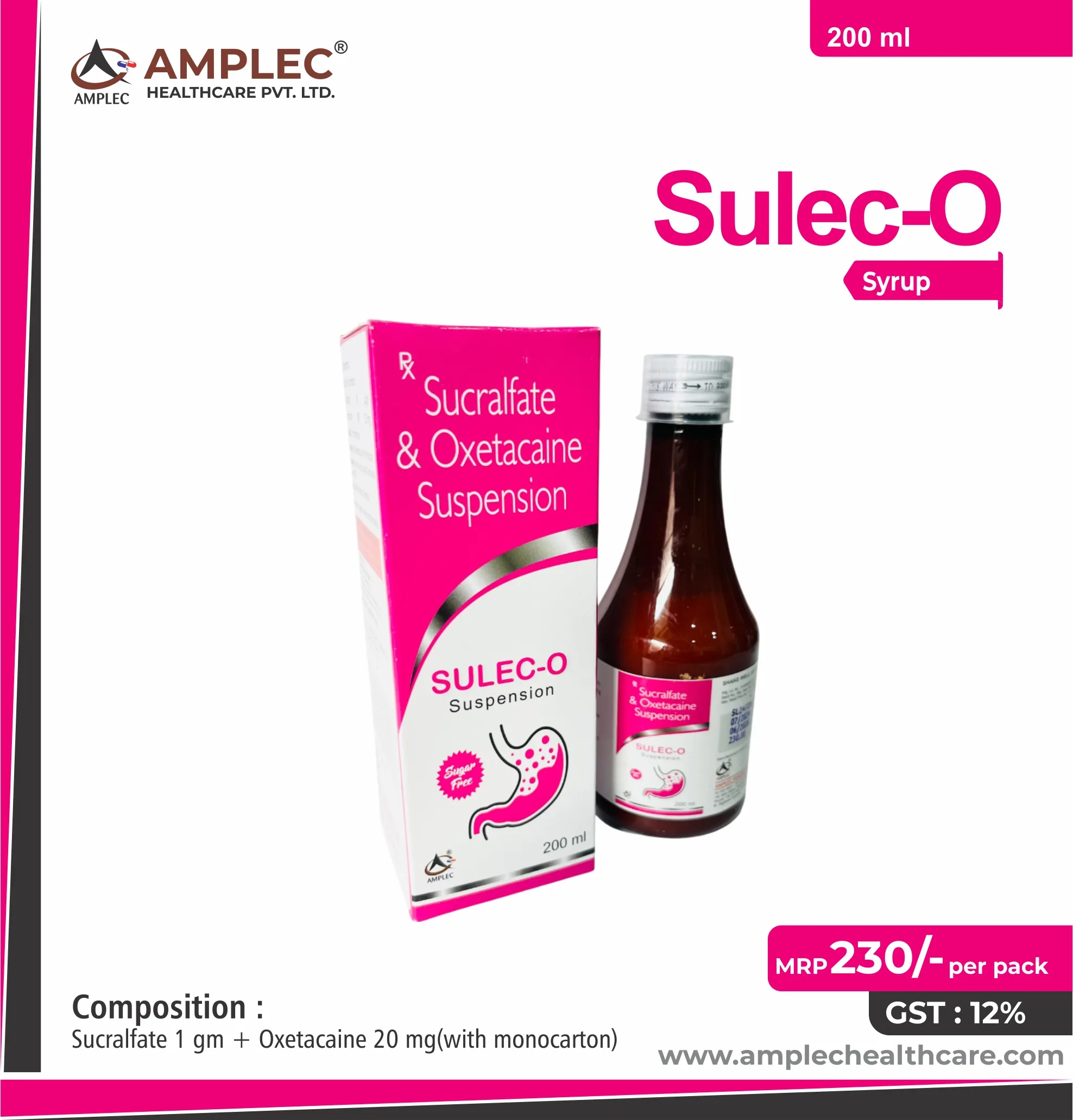 SULEC-O - Sucralfate 1 gm + Oxetacaine 20 mg (with monocarton)