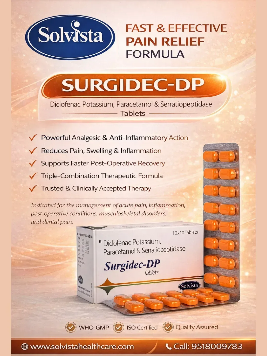 SURGIDEC-DP - Diclofenac Potassium, Paracetamol & Serratiopeptidase Tablets