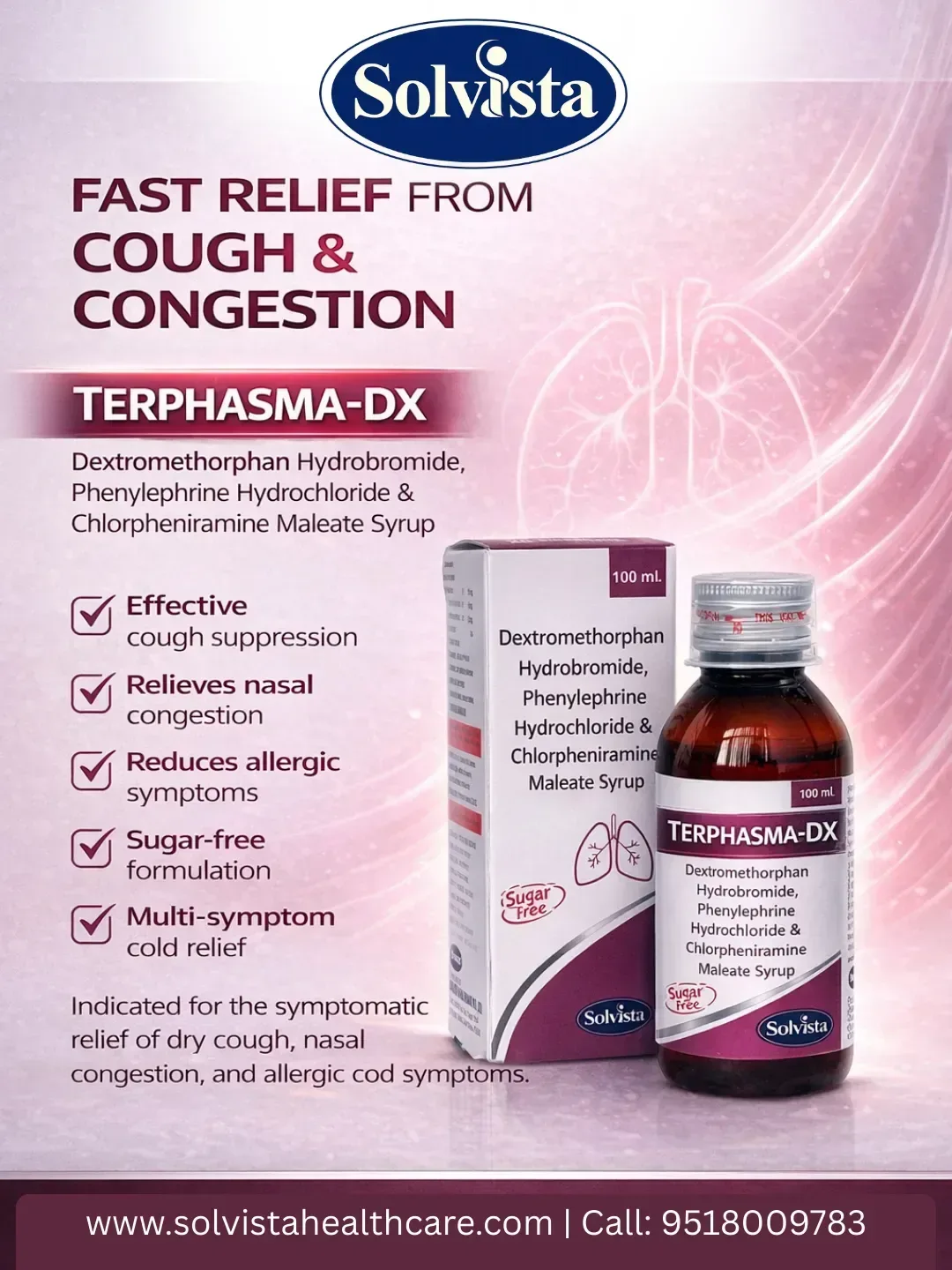 TERPHASMA-DX - Dextromethorphan Hydrobromide, Phenylephrine Hydrochloride & Chlorpheniramine Maleate Syrup