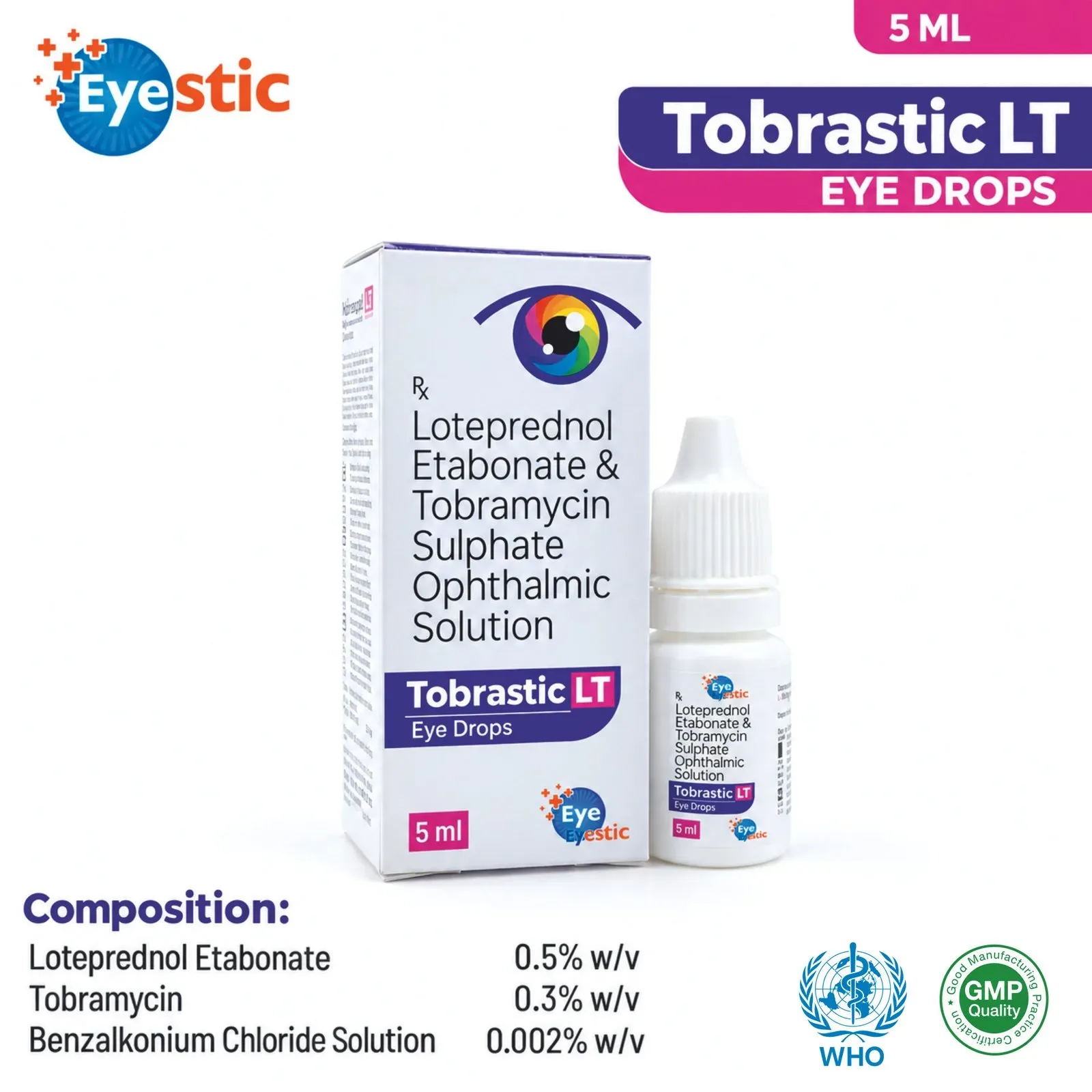Tobrastic LT - Tobramycin 0.3% w/v + Loteprednol Etabonate 0.5% w/v + Benzalkonium Chloride Solution 0.004% Aqueous Base Eye Drop