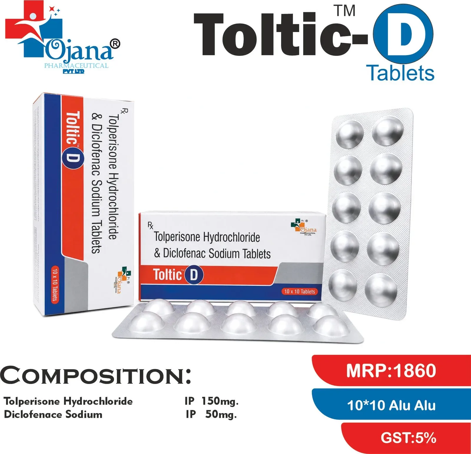 Toltic D - Tolperisone (150mg) + Diclofenac (50mg)