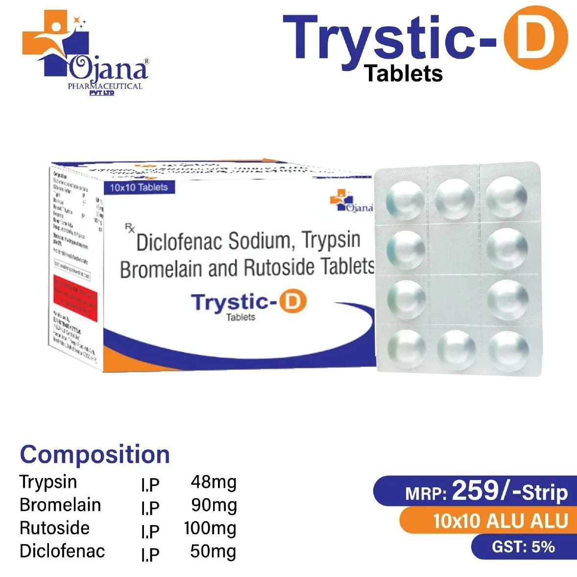 Trystic-D - Diclofenac Sodium, Trypsin Bromelain and Rutoside Tablets