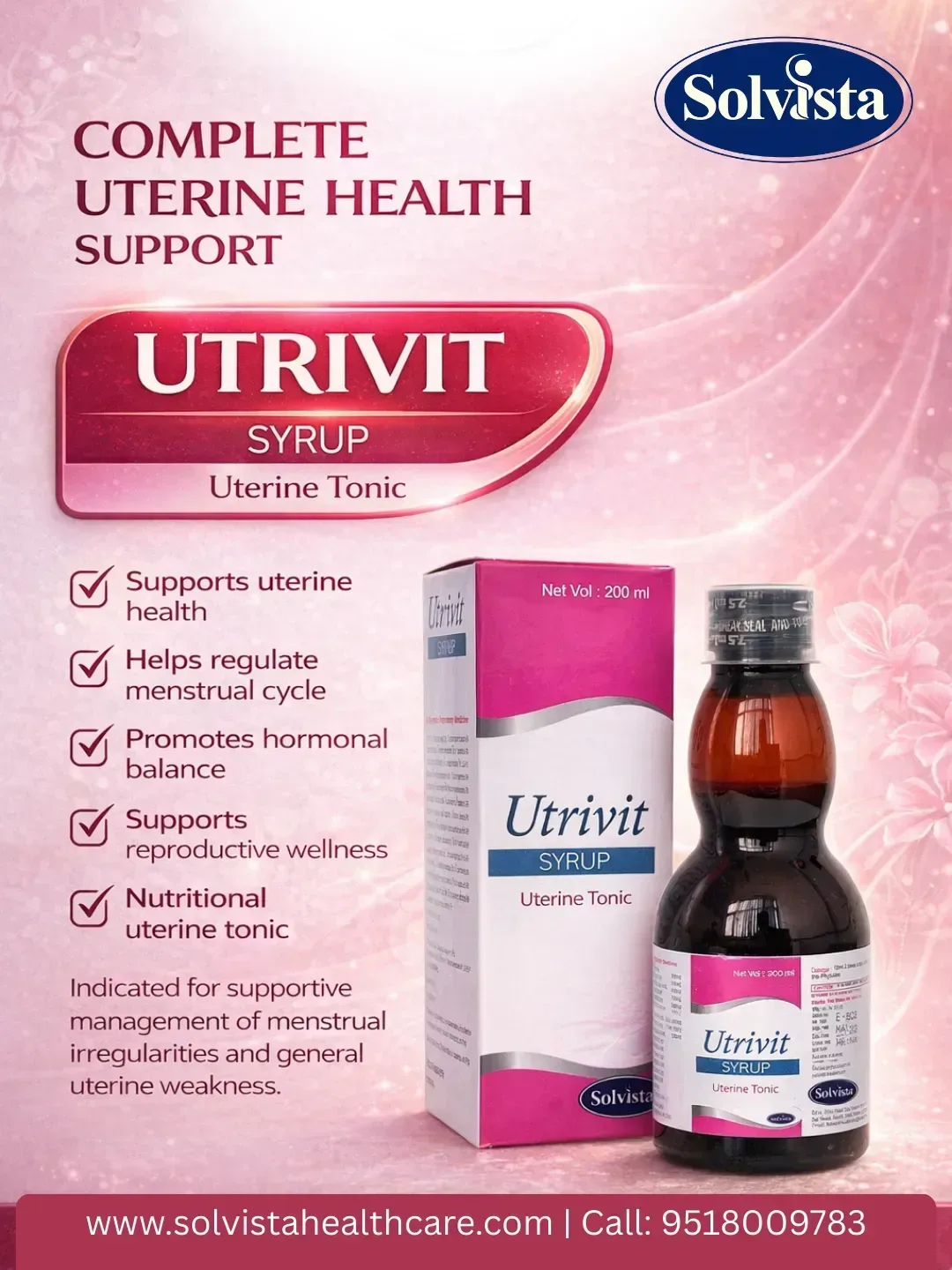 UTRIVIT - Indicated for supportive management of menstrual irregularities and general uterine weakness.