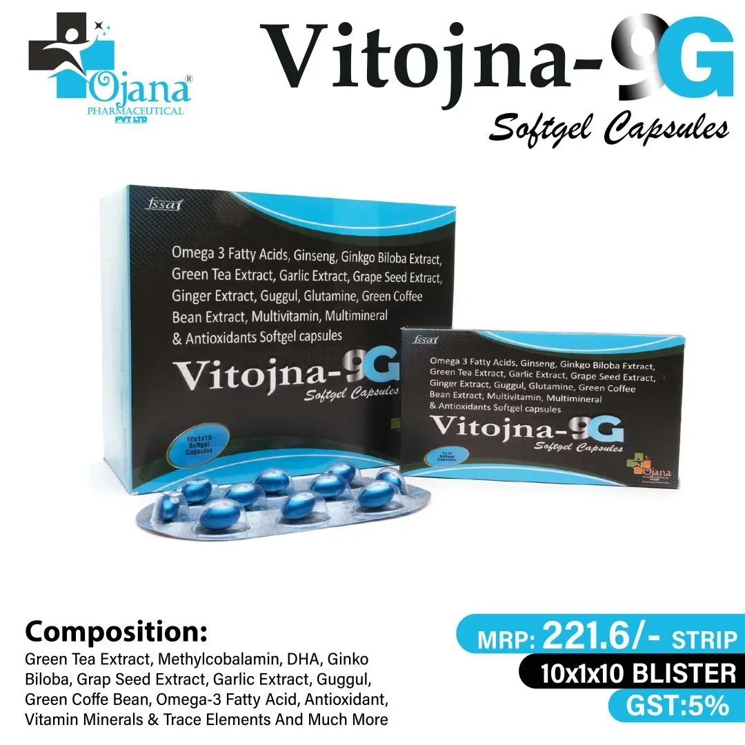 Vitojna-9G - Green Tea Extract, Methylcobalamin, Dha, Ginkgo Biloba, Grape Seed Extract, Garlic Extract,Guggul, Green Coffee Bean,Omega -3 Fatty Acid, Antioxidant, Vitamins Minerals & Trace Elements and much more
