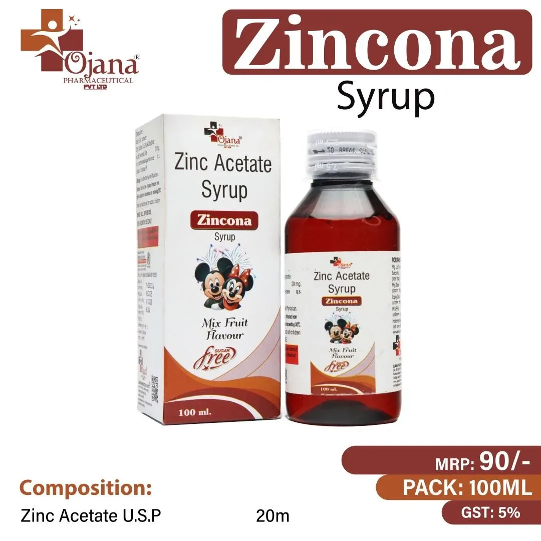 zincona syrup - Zinc Acetate Eq to Elemental Zinc 20mg