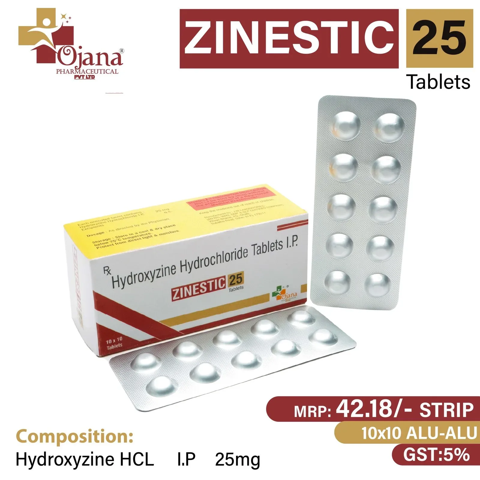 Zinestic 25 - Hydroxyzine I.P. 25mg Tablets